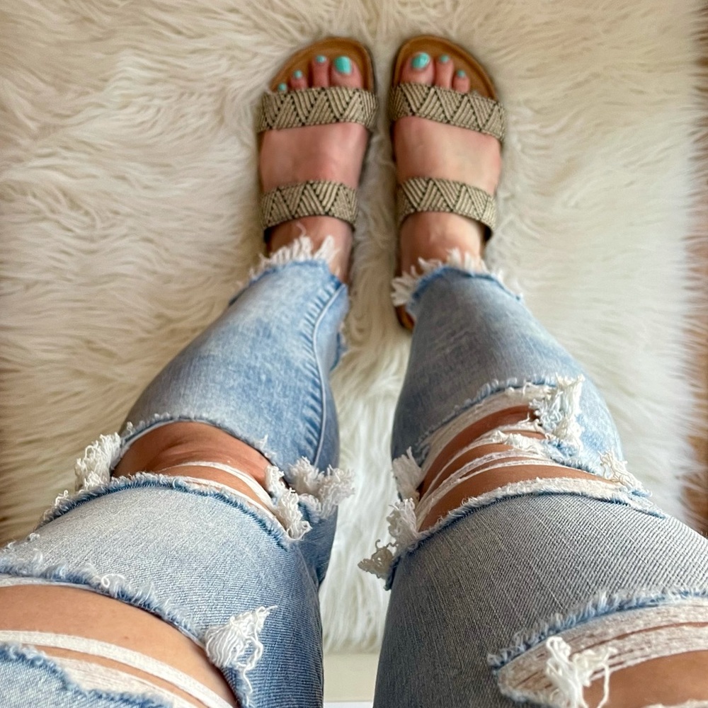 LAST FEW Aztec Tribal Woven Banded Footbed Sandals - Picture 3 of 16